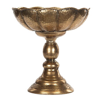 Skål antikbehandlad guld plåt på fot shabby chic lantlig stil Gårdsromantik