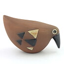 Inger Persson (Abrakadabra 1963) Brown Studio Bird with Modern Decor 11/7 cm