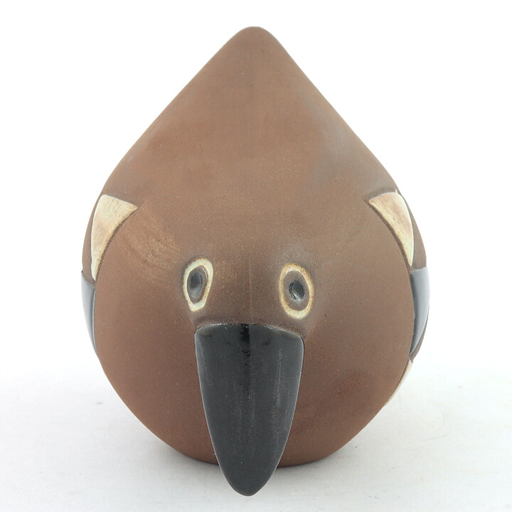 Inger Persson (Abrakadabra 1963) Brown Studio Bird with Modern Decor 11/7 cm