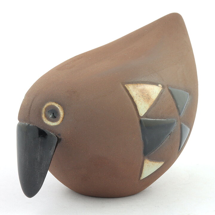 Inger Persson (Abrakadabra 1963) Brown Studio Bird with Modern Decor 11/7 cm