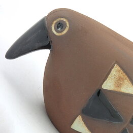 Inger Persson (Abrakadabra 1963) Brown Studio Bird with Modern Decor 11/7 cm