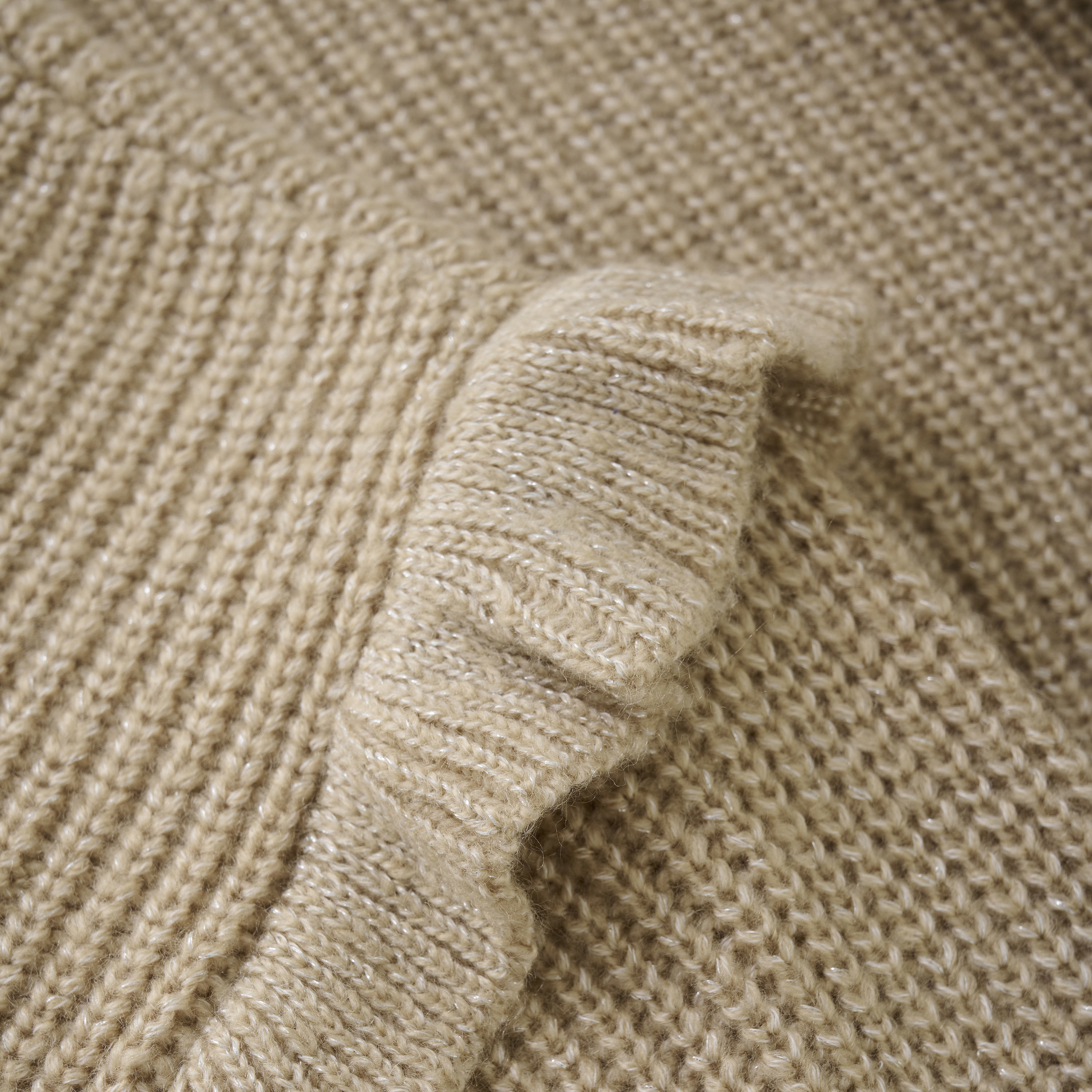 Fancy Knitted Cardigan Latte Sand - 3