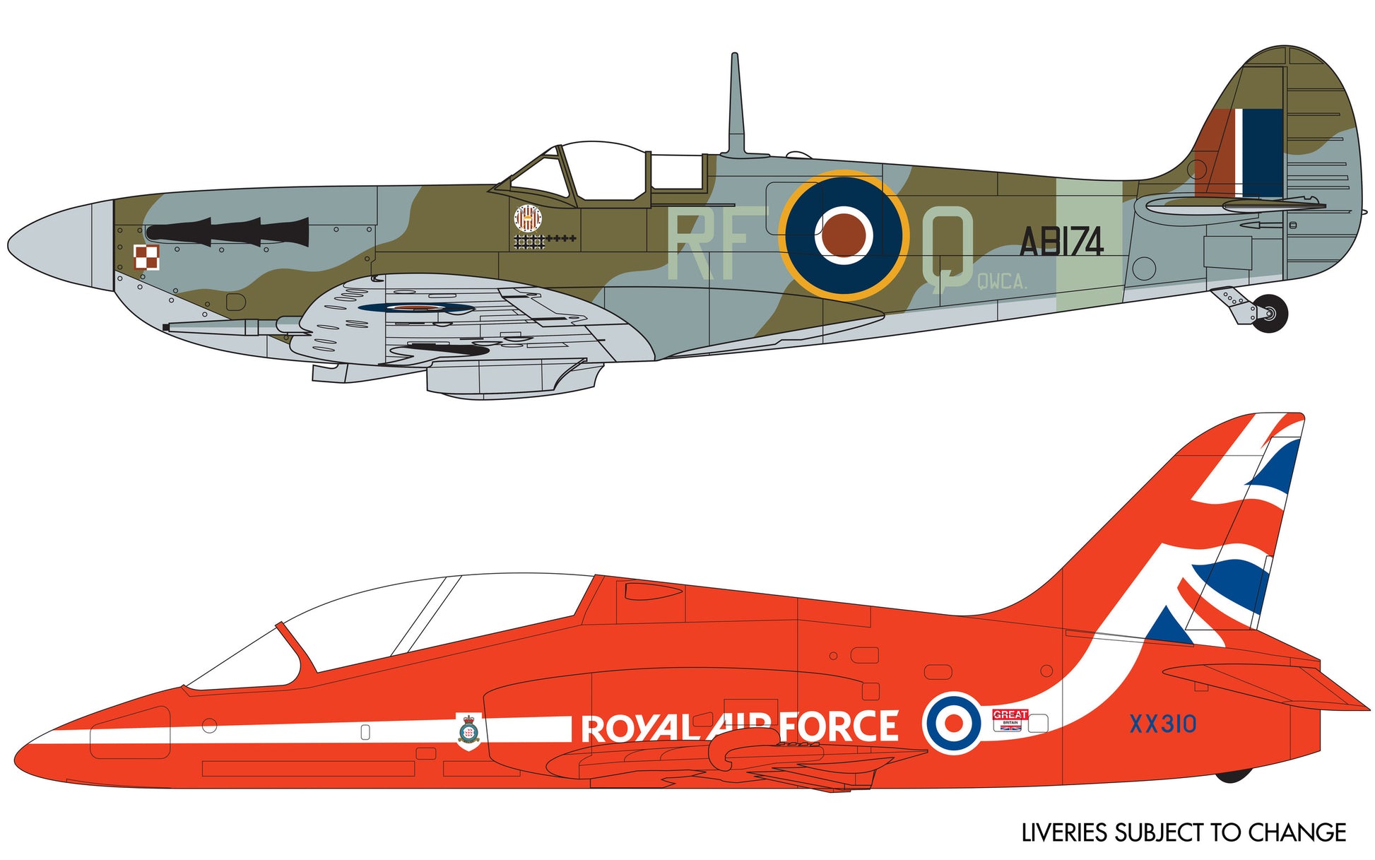 Supermarine Spitfire & RAF Red Arrows Hawk, Starter set 1/72 - 2
