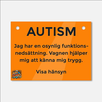 Skylt med NPF-budskap - för vagn, rullstol eller sele
