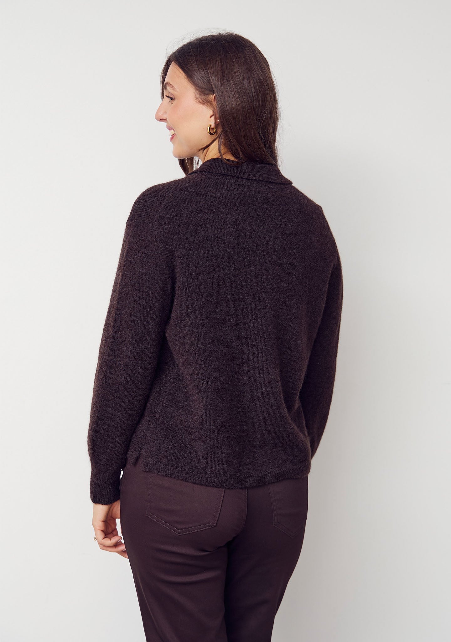 Anna Collar Cardigan - Brown Melange - Isay