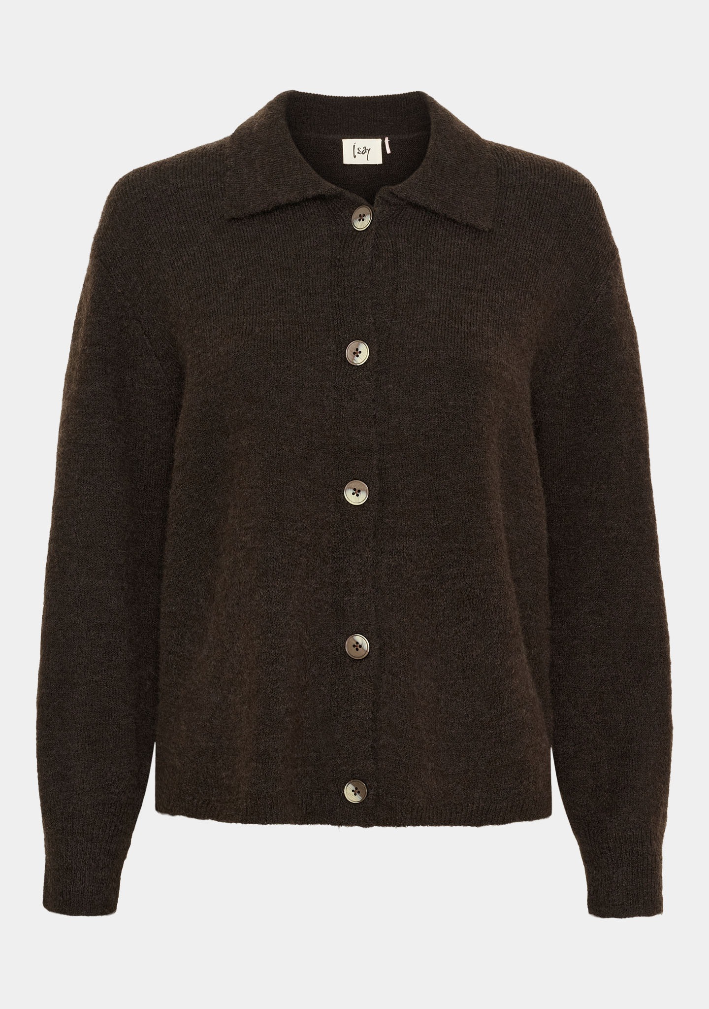 Anna Collar Cardigan - Brown Melange - Isay - 4