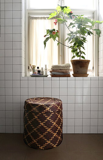 Bliss Check Brun korg  med lock L