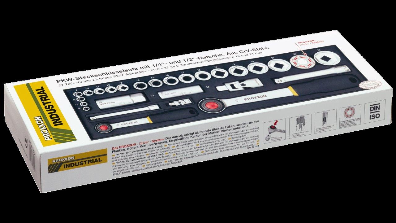 Proxxon Socket set 1/4inch + 1/2inch (27-piece) - 6