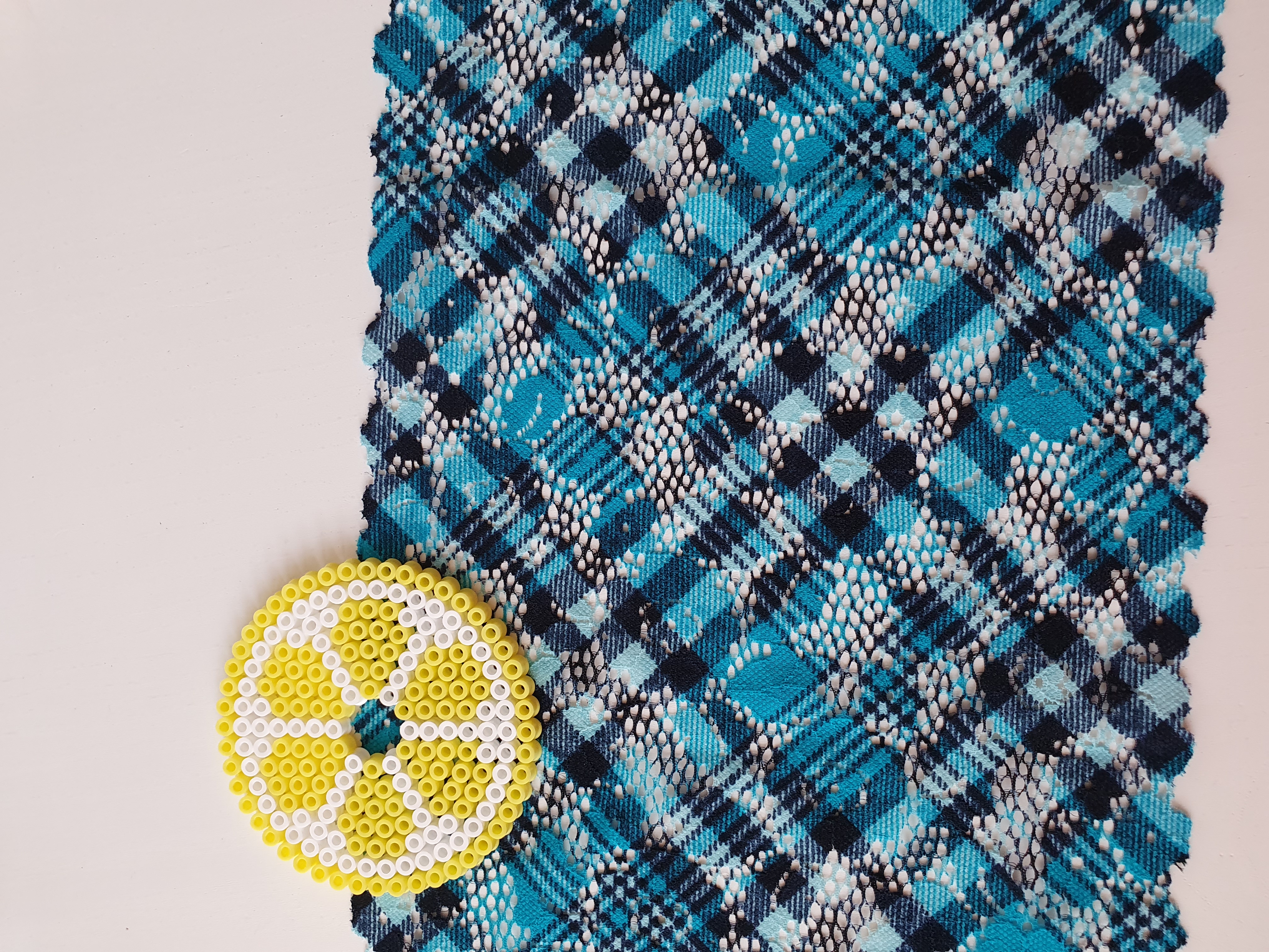 Black &Turquoise Tartan stretch lace - 20 cm