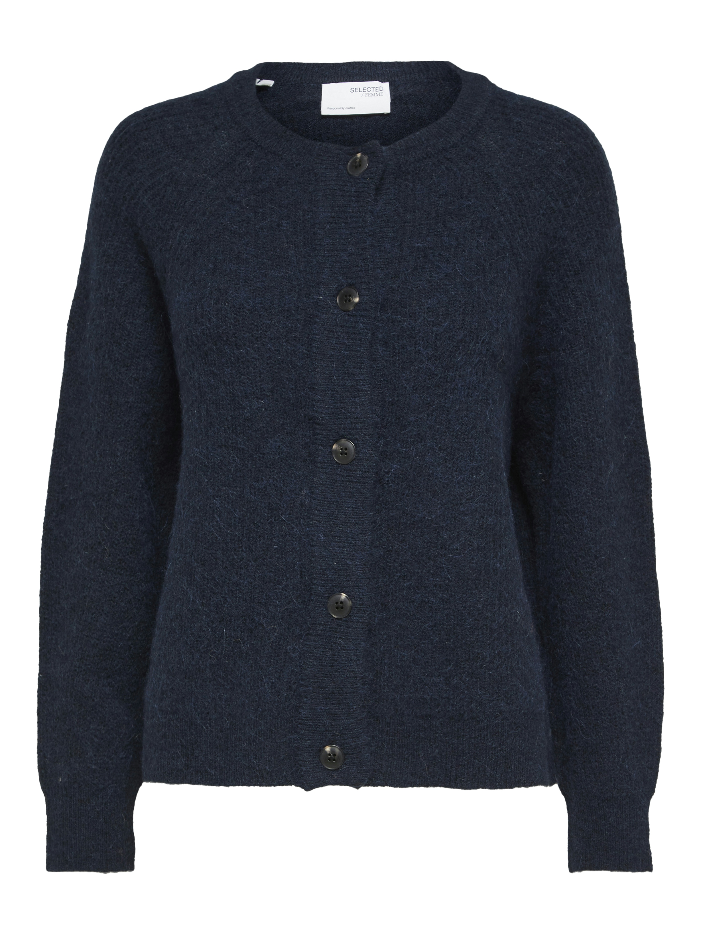 SLFLULU LS KNIT SHORT CARDIGAN NOOS Dark Sapphire MELANGE