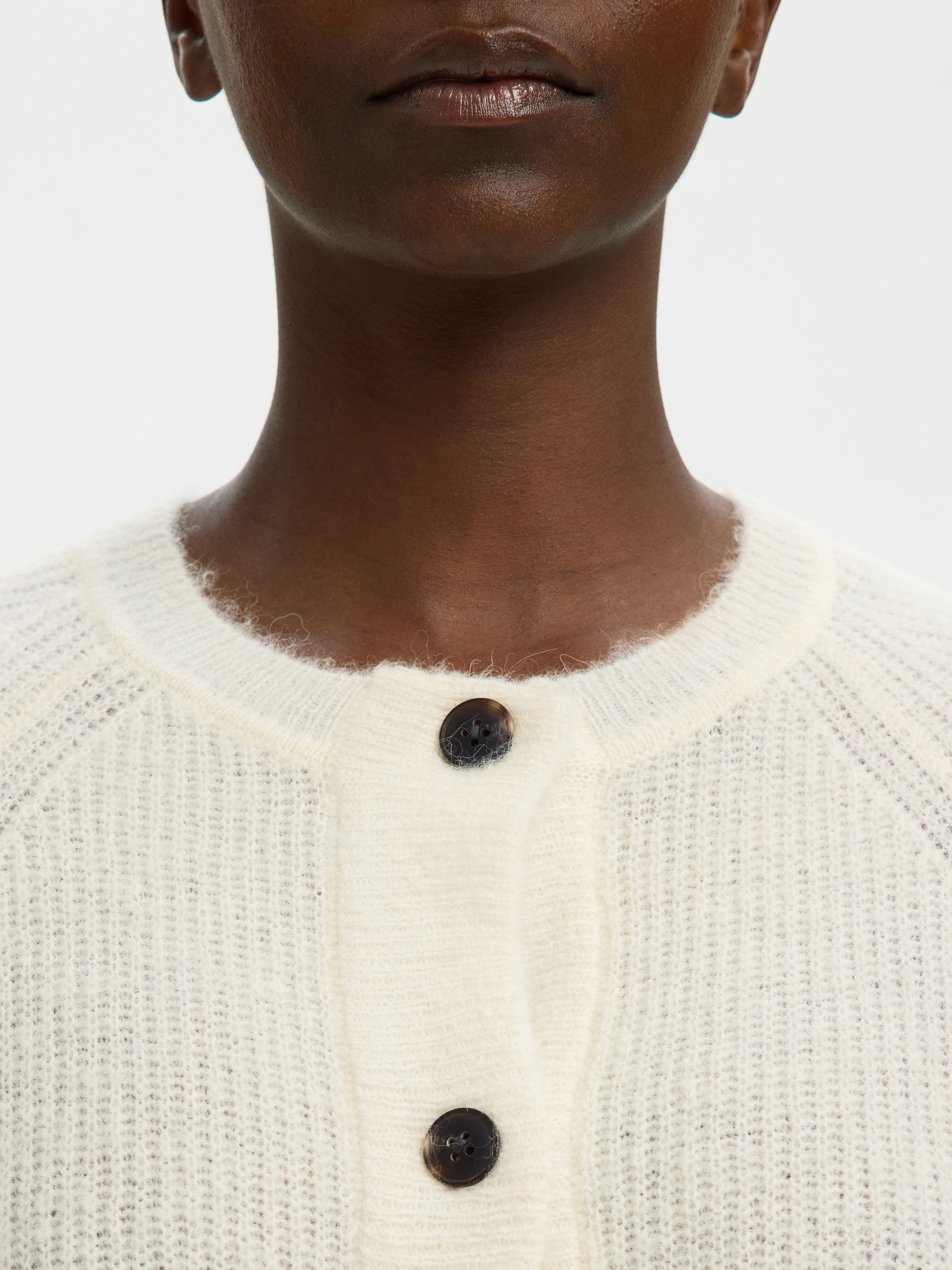 SLFLULU LS KNIT SHORT CARDIGAN NOOS Snow White MELANGE - 6