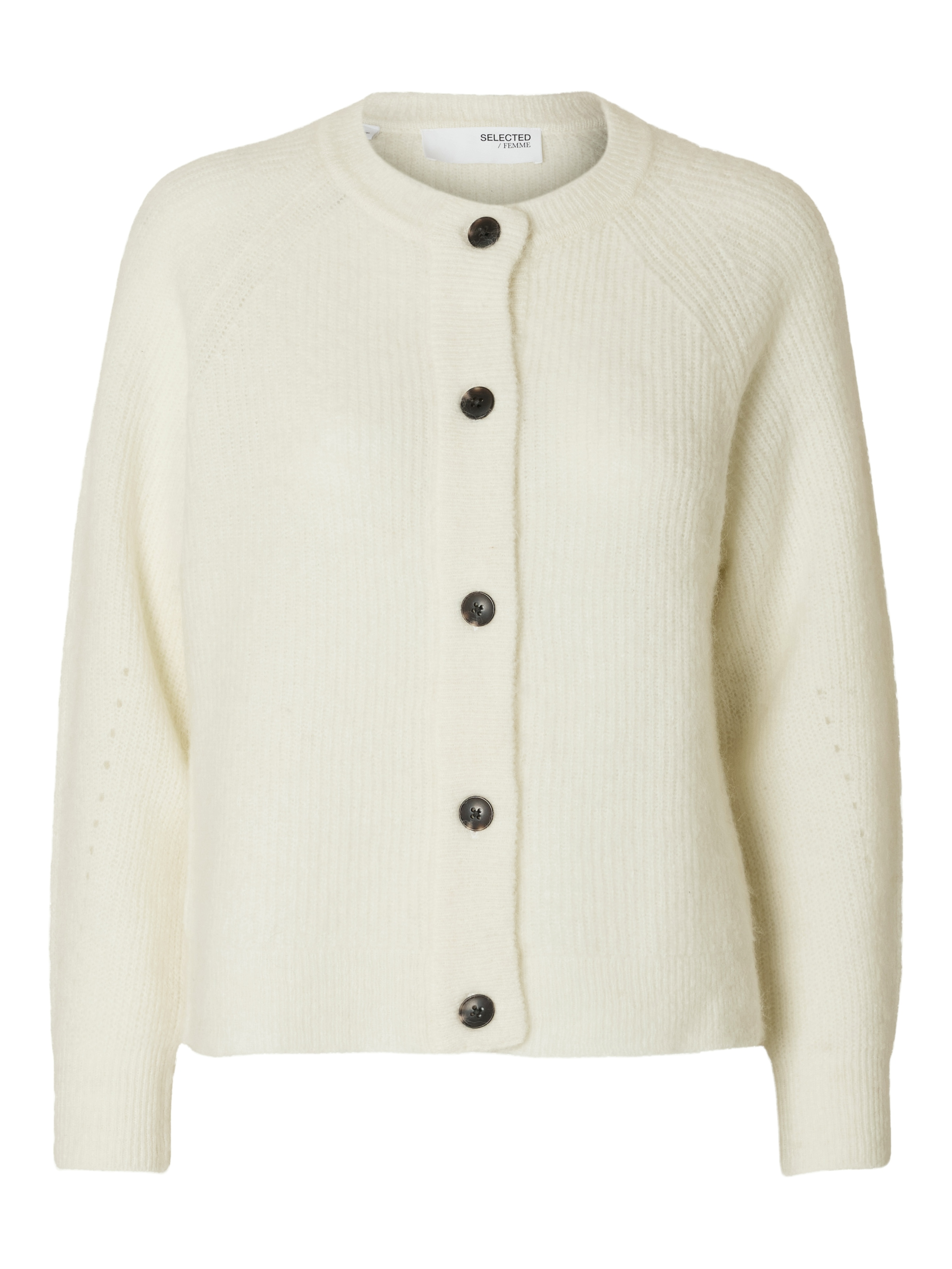 SLFLULU LS KNIT SHORT CARDIGAN NOOS Snow White MELANGE