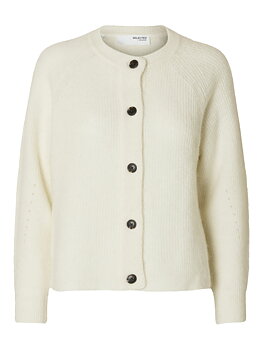 SLFLULU LS KNIT SHORT CARDIGAN NOOS Snow White MELANGE