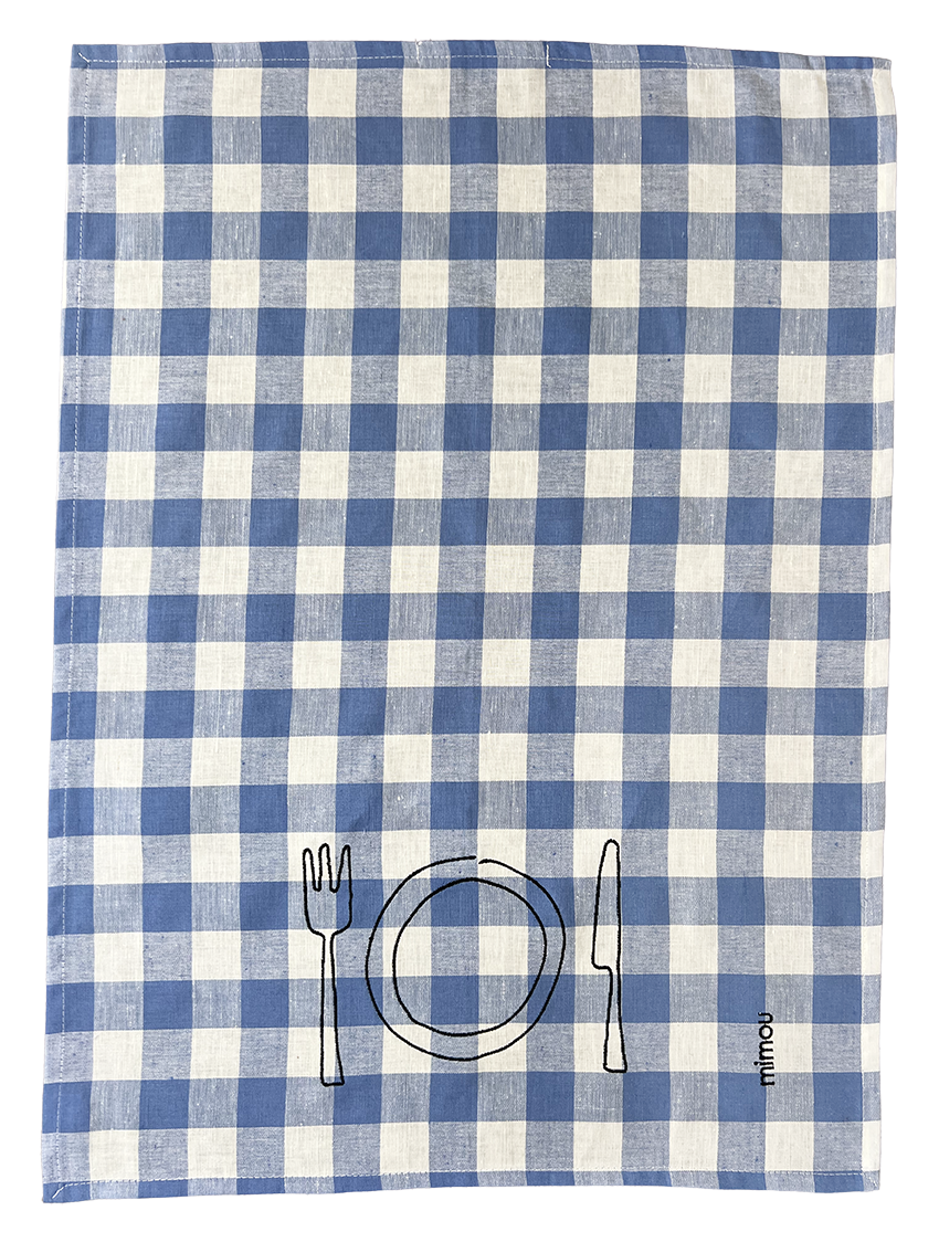 Kökshandduk Check  Plate Blå