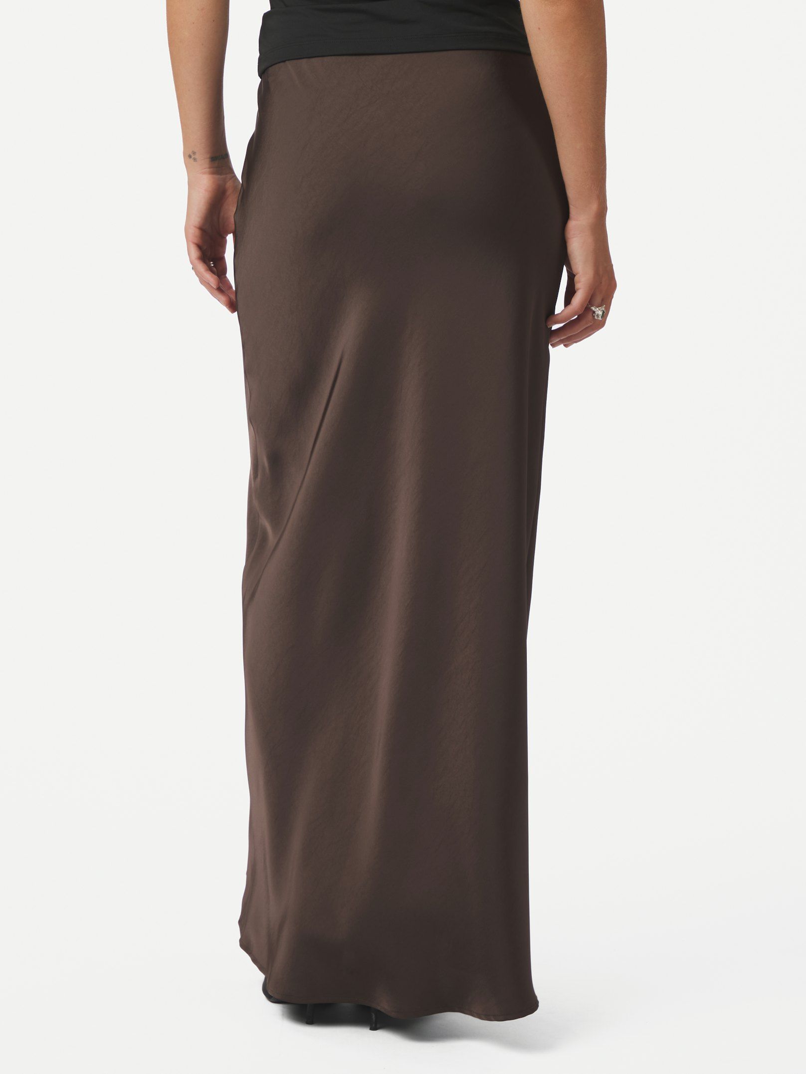 Neo Noir Vicky Heavy Sateen Skirt Dark Brown - 5