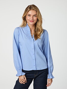 Neo Noir Brielle Stripe Shirt Light Blue