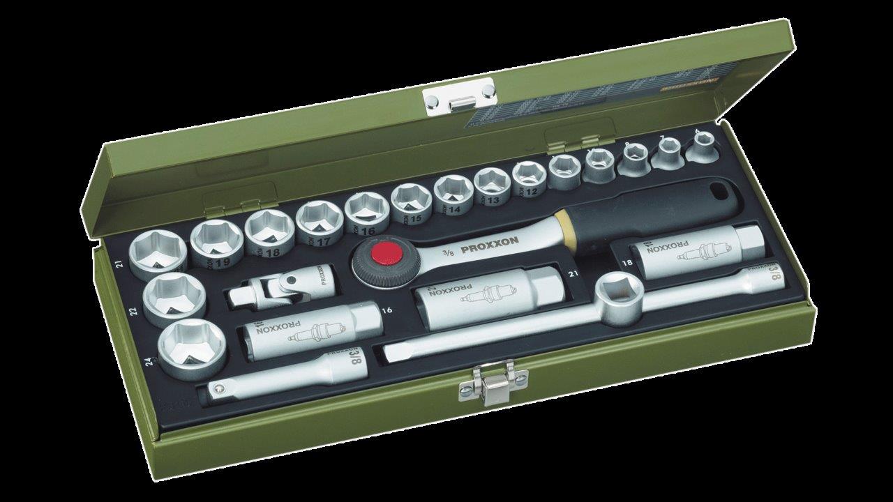 Proxxon Socket set, 3/8inches (24-piece)