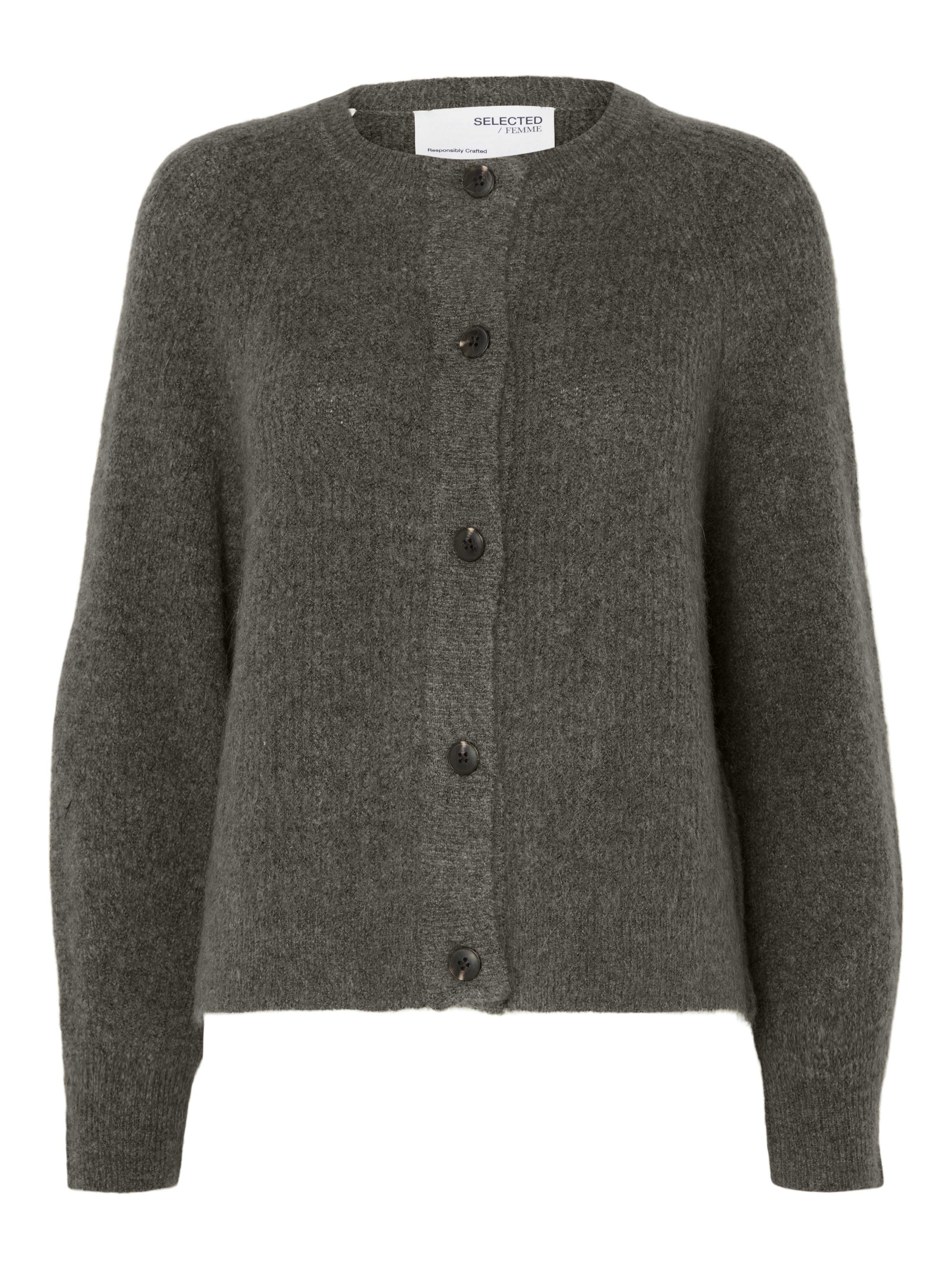 SLFLULU LS KNIT SHORT CARDIGAN NOOS Medium Grey Melange