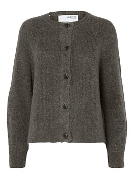 SLFLULU LS KNIT SHORT CARDIGAN NOOS Medium Grey Melange