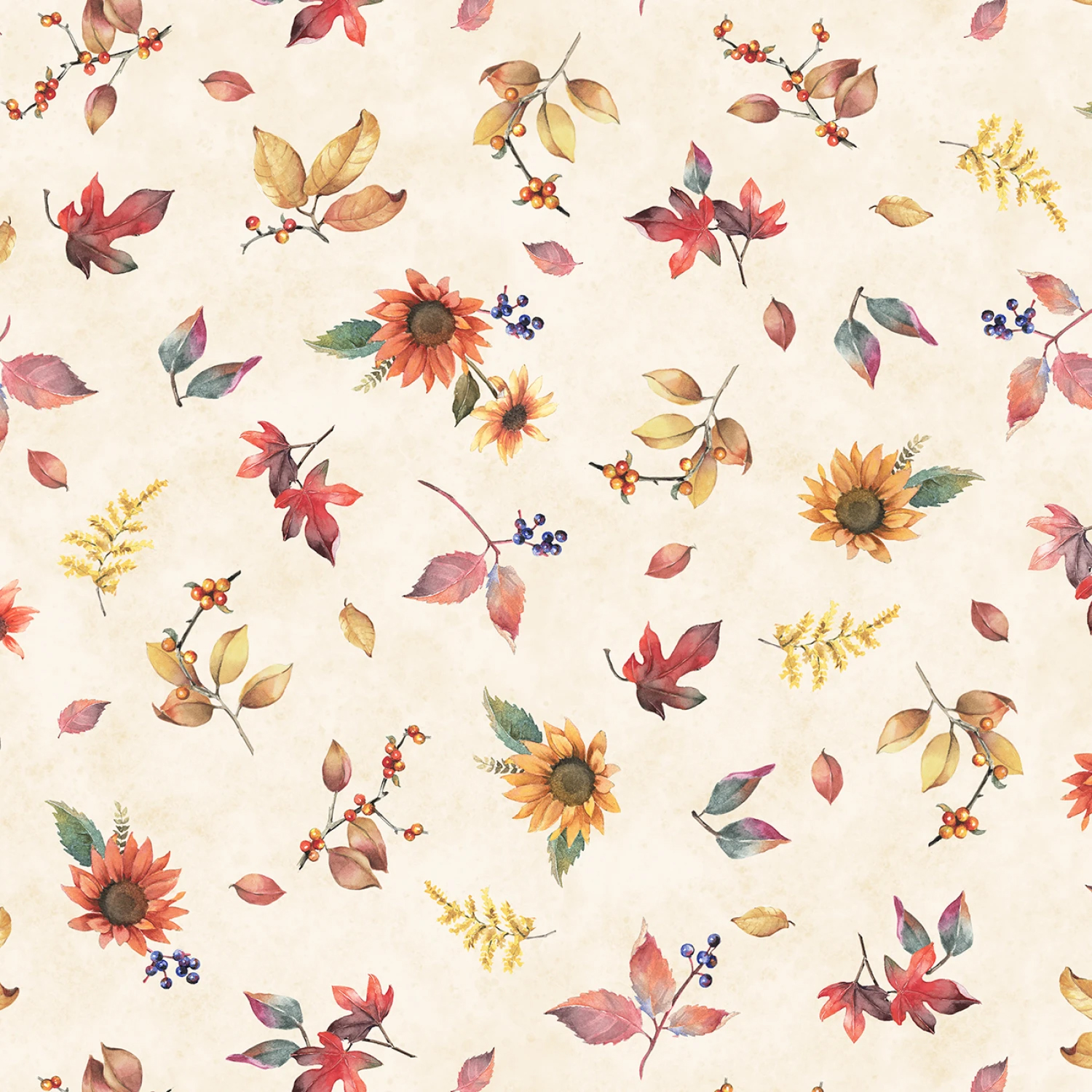 Tyg - Tossed Fall Flowers "Bountiful" - Höstblommor (30 x 110 cm)