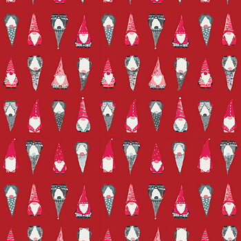  Tyg - Playful Gnomes, röd - ART GALLERY FABRICS