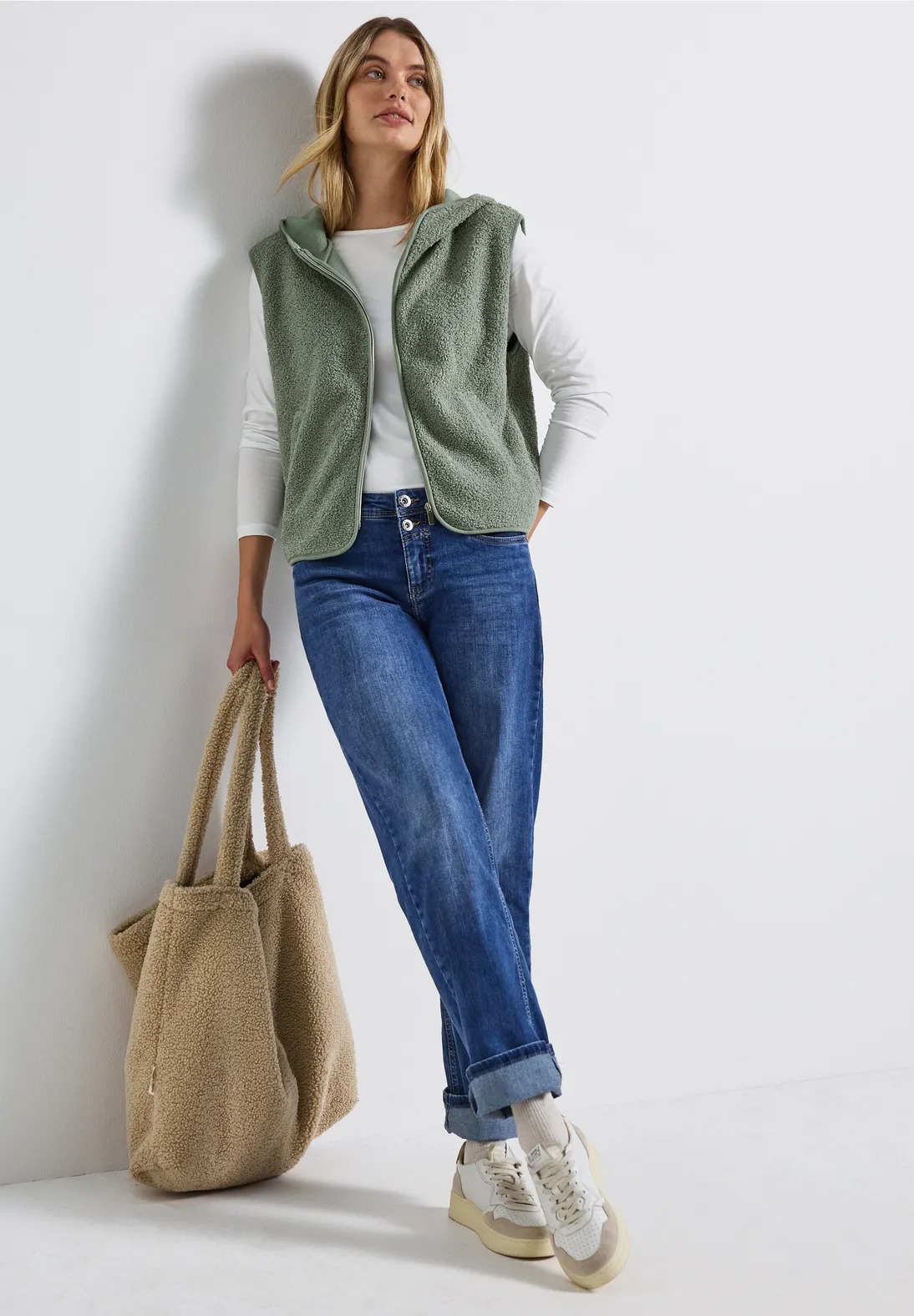 Teddy Vest W. Hoody - Dark Serene Green - Street One