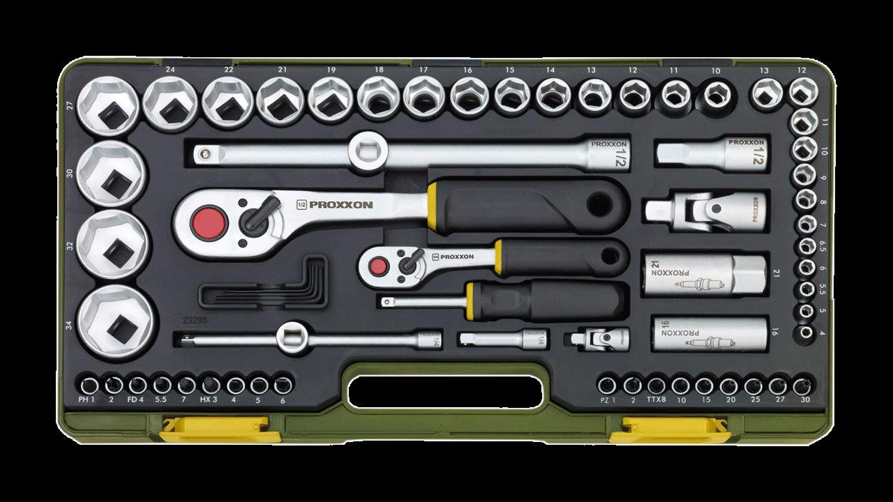 Proxxon Complete socket set, 1/4inches + 1/2inches (65-piece) - 2
