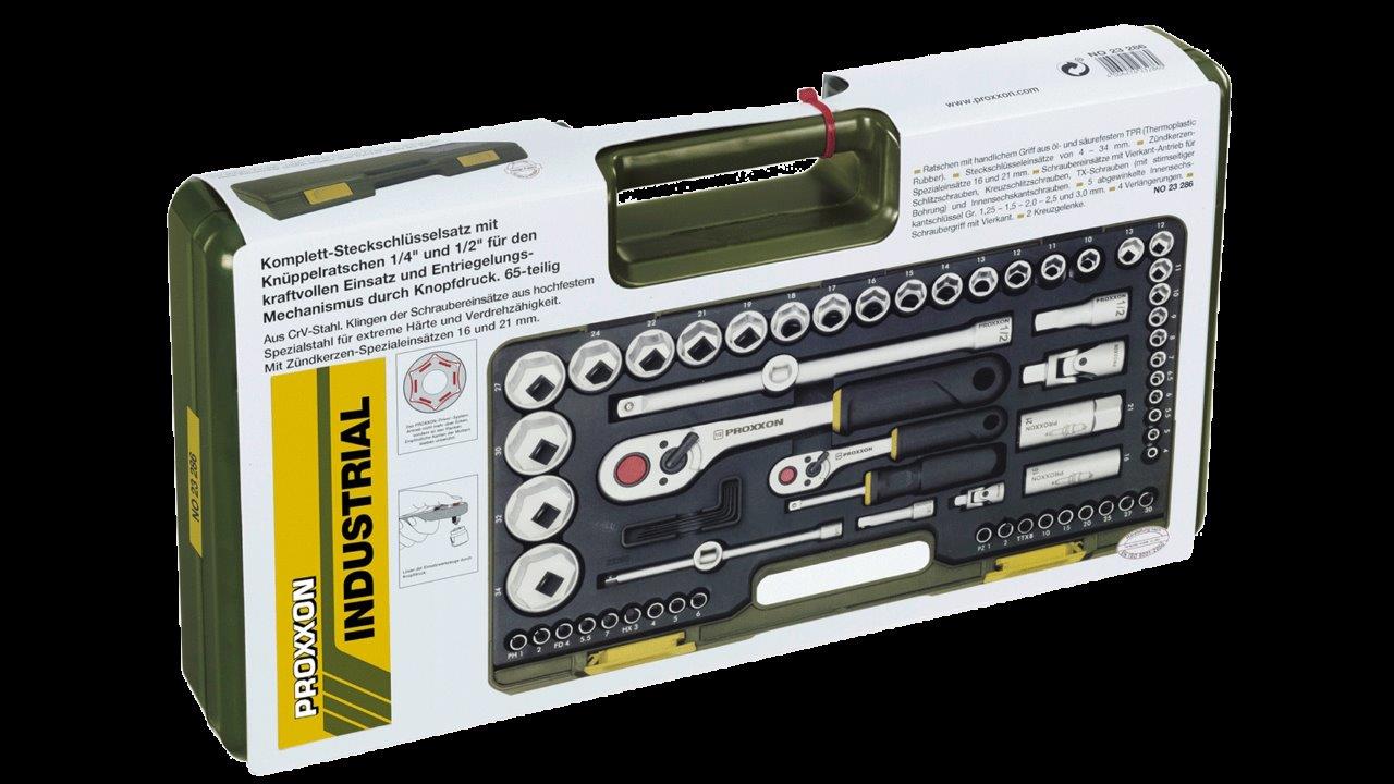 Proxxon Complete socket set, 1/4inches + 1/2inches (65-piece) - 7