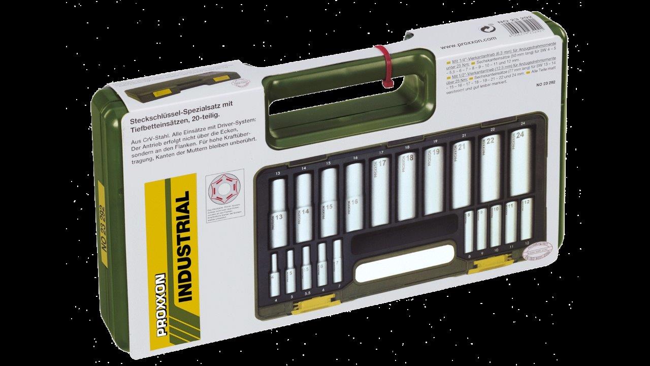 Proxxon Set with deep sockets, 1/4inches + 1/2inches (20-piece) - 4