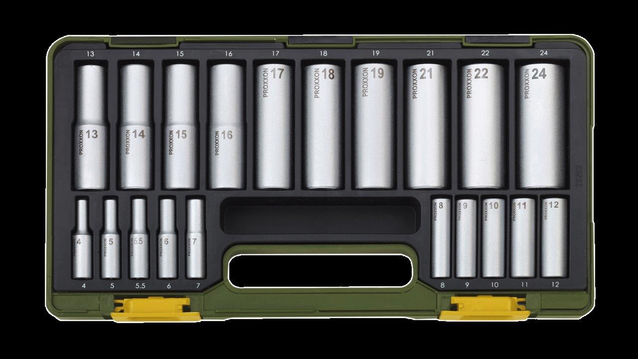 Proxxon Set with deep sockets, 1/4inches + 1/2inches (20-piece) - 2