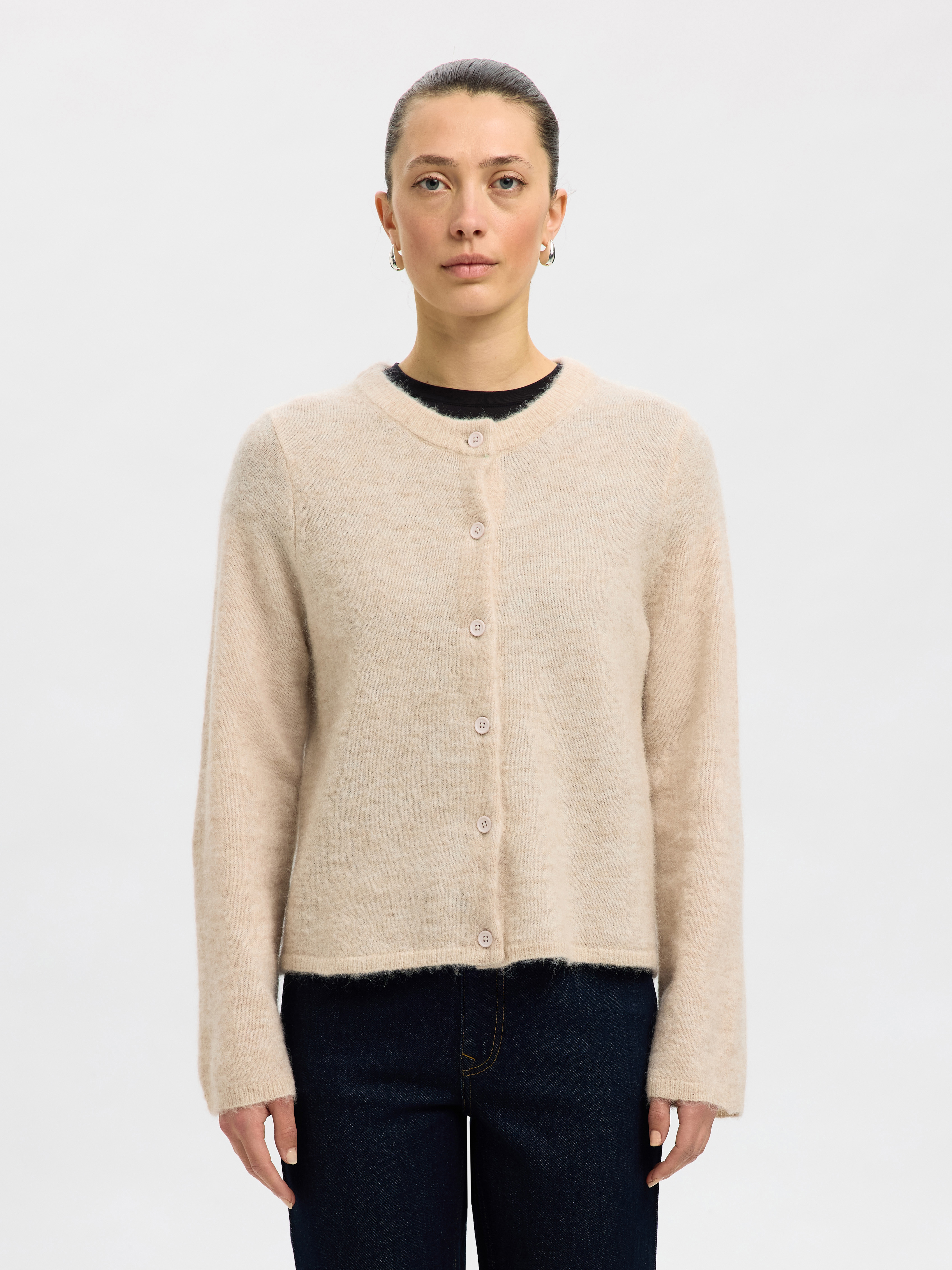 SLFLULU NEW LS KNIT CARDIGAN NOOS Birch MELANGE - 2