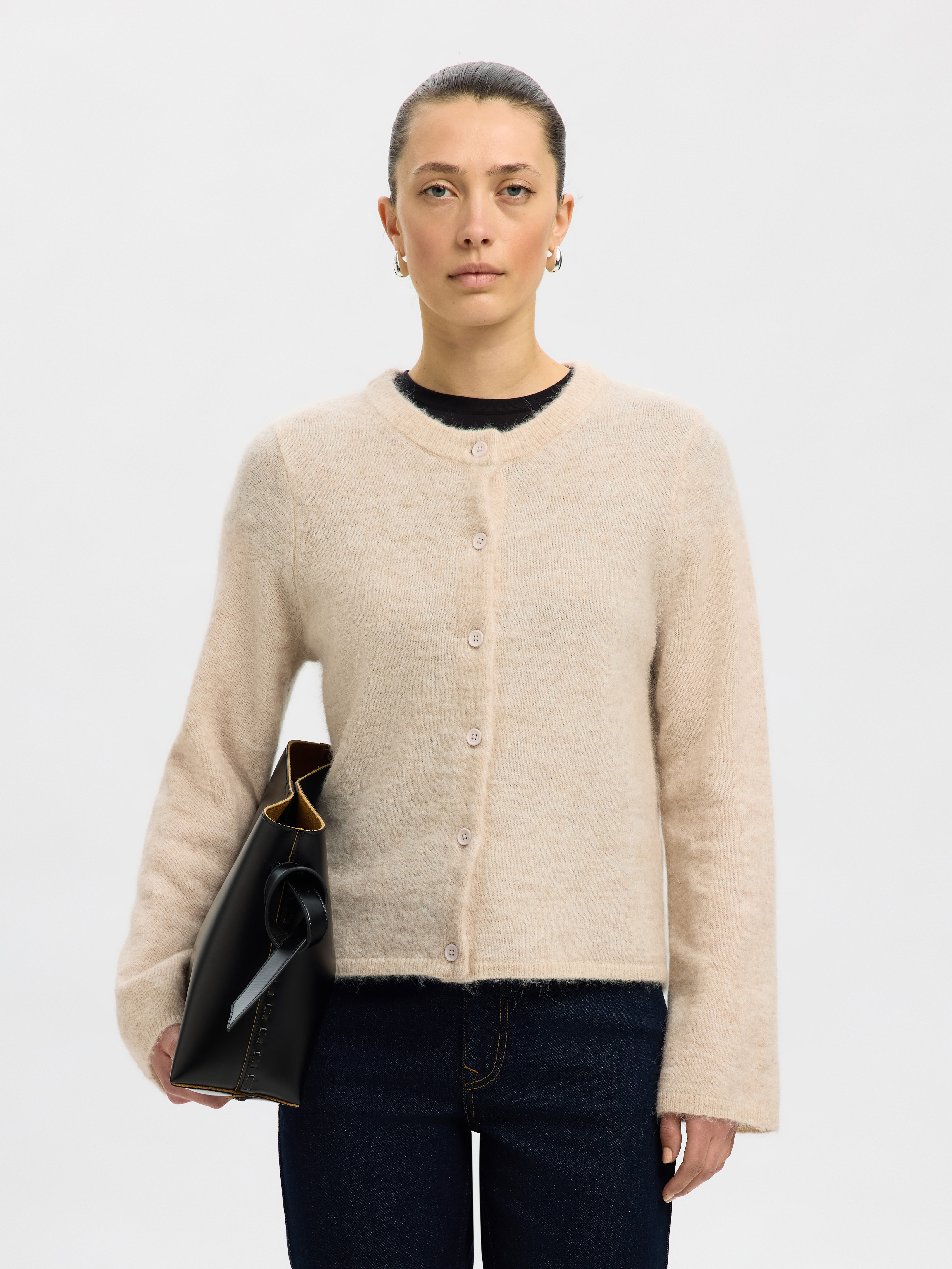 SLFLULU NEW LS KNIT CARDIGAN NOOS Birch MELANGE - 4