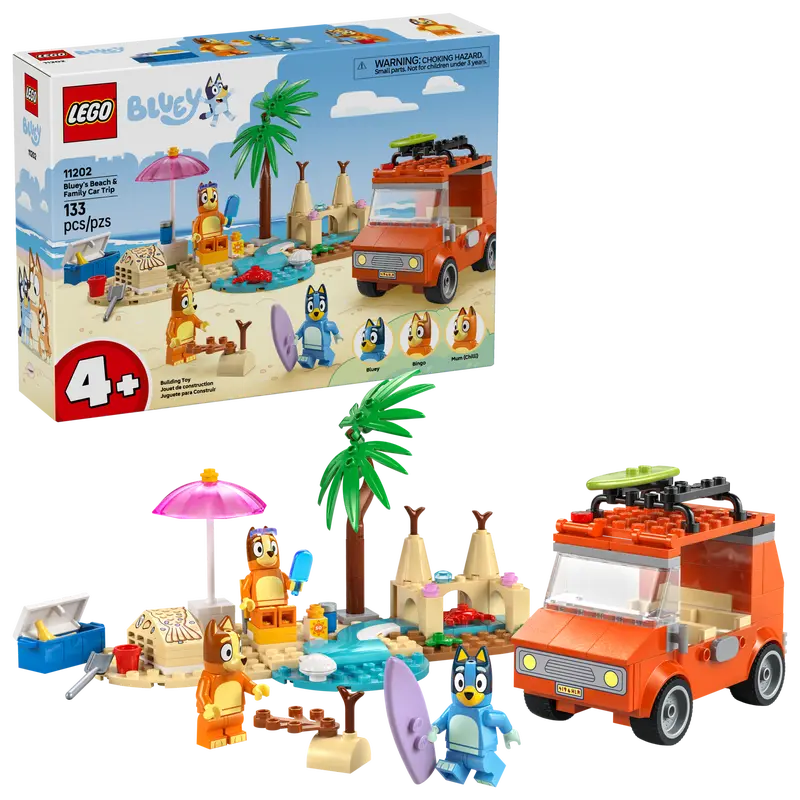 LEGO Bluey 11202 Blueys familjetur till stranden