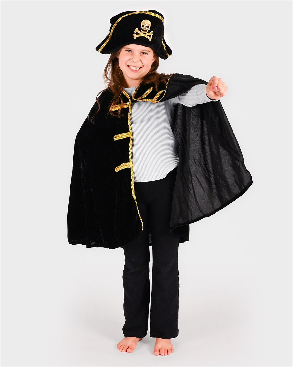 Pirate cape med Hatt stl. 98-128