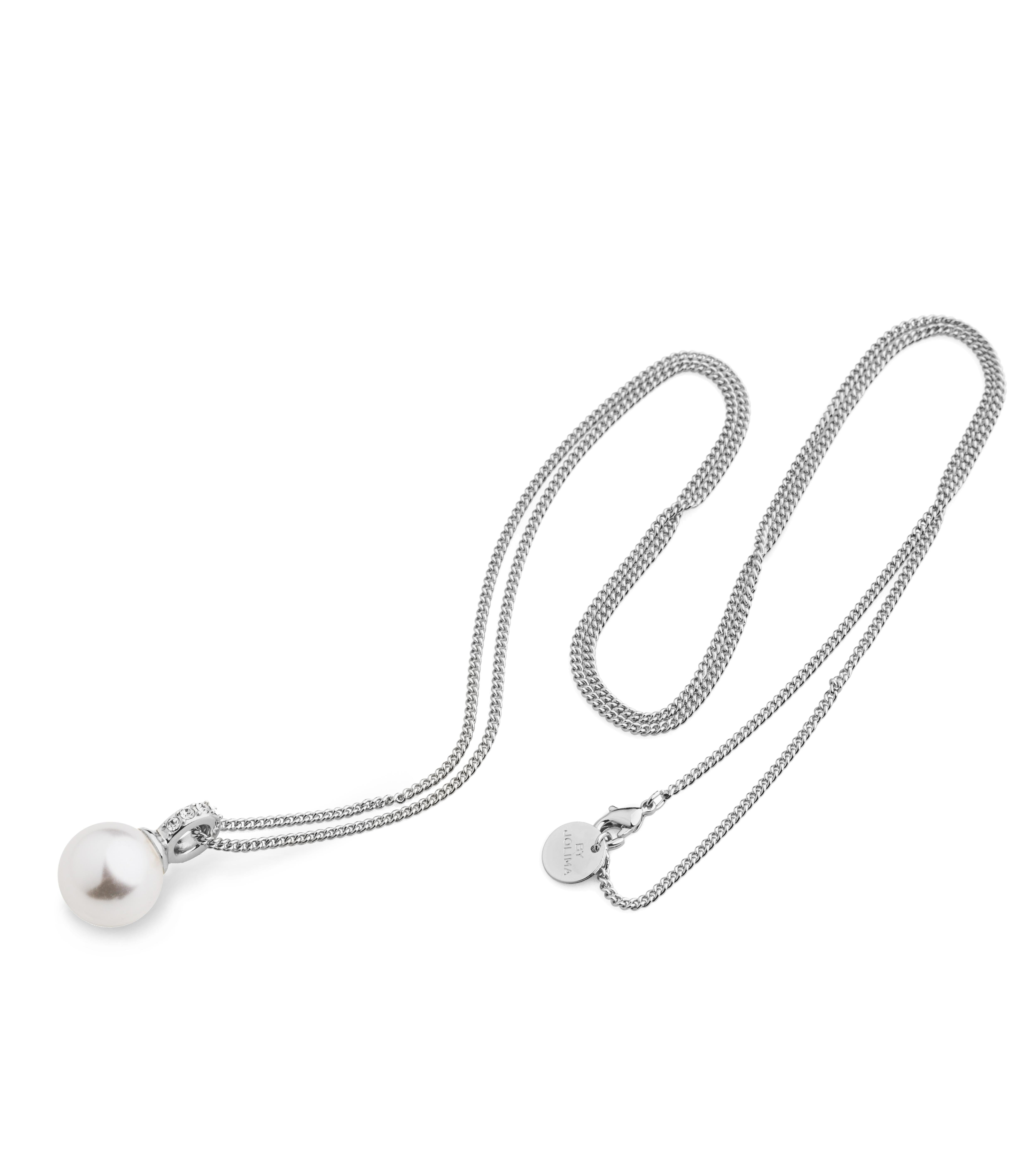 Liz Pearl Pendant Necklace - Steel - By Jolima - 3