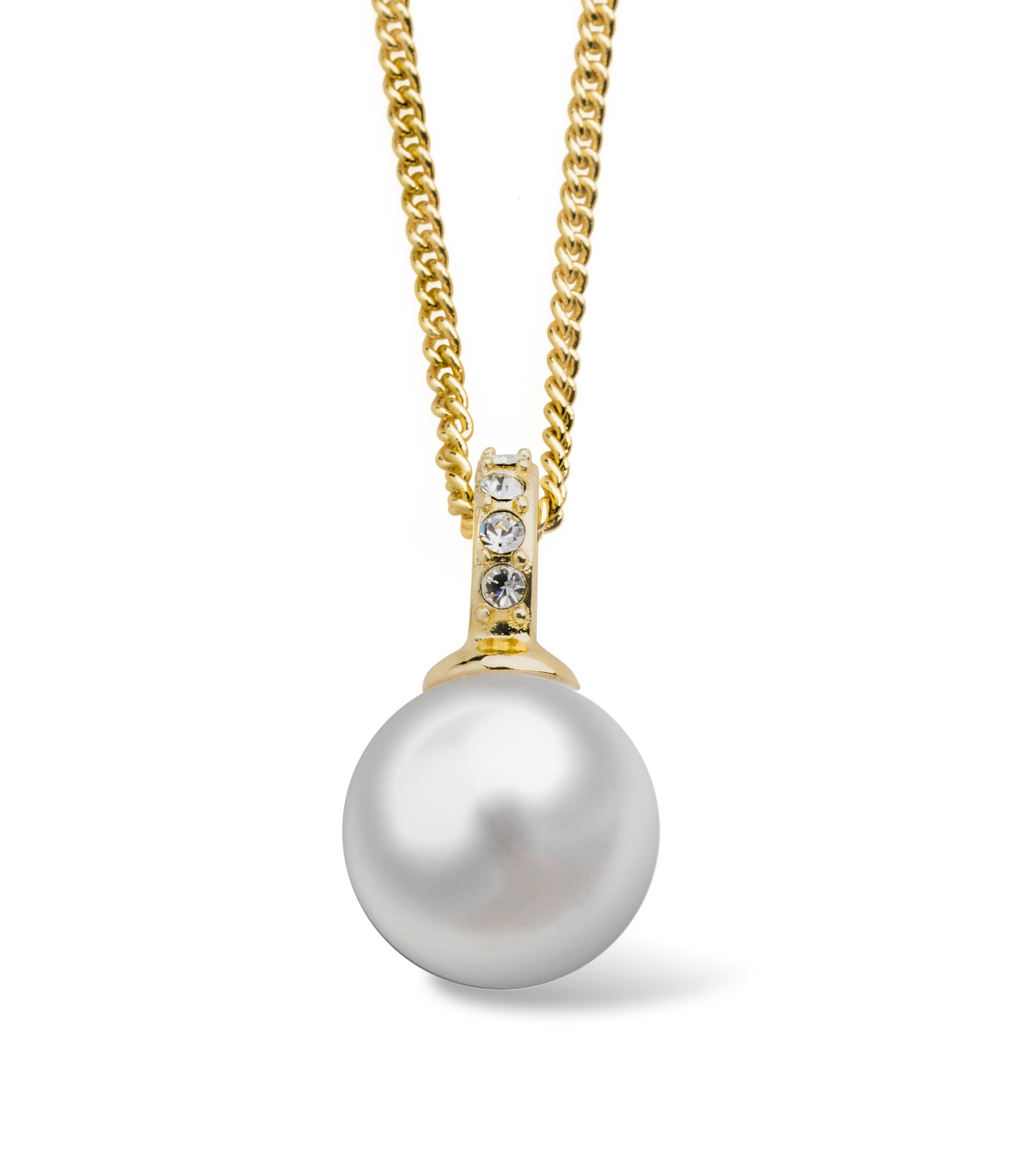 Liz Pearl Pendant Necklace - Gold - By Jolima