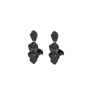 BOW19 Leaf Earrings Glitter Black