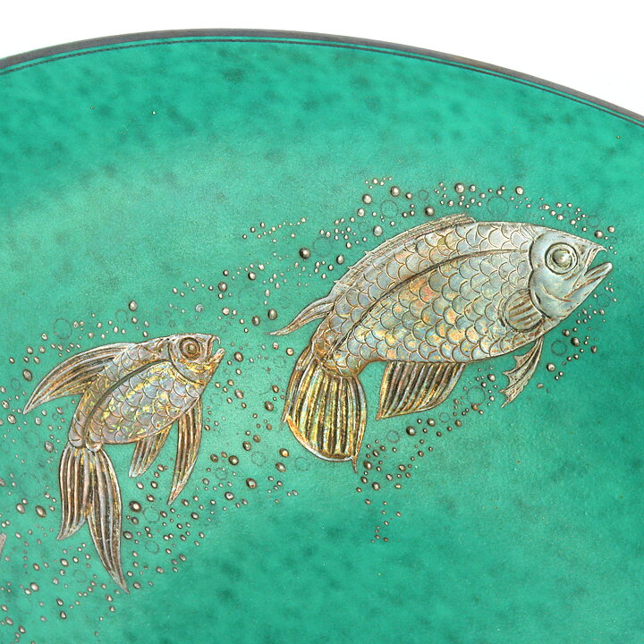 ヴィルヘルム・コーゲ  Argentaシリーズ  魚の装飾の皿  (30cm)  1939年