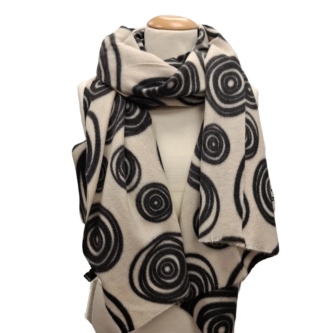 Viskossjal - Spiraler - Beige, Svart, Brun, Vit