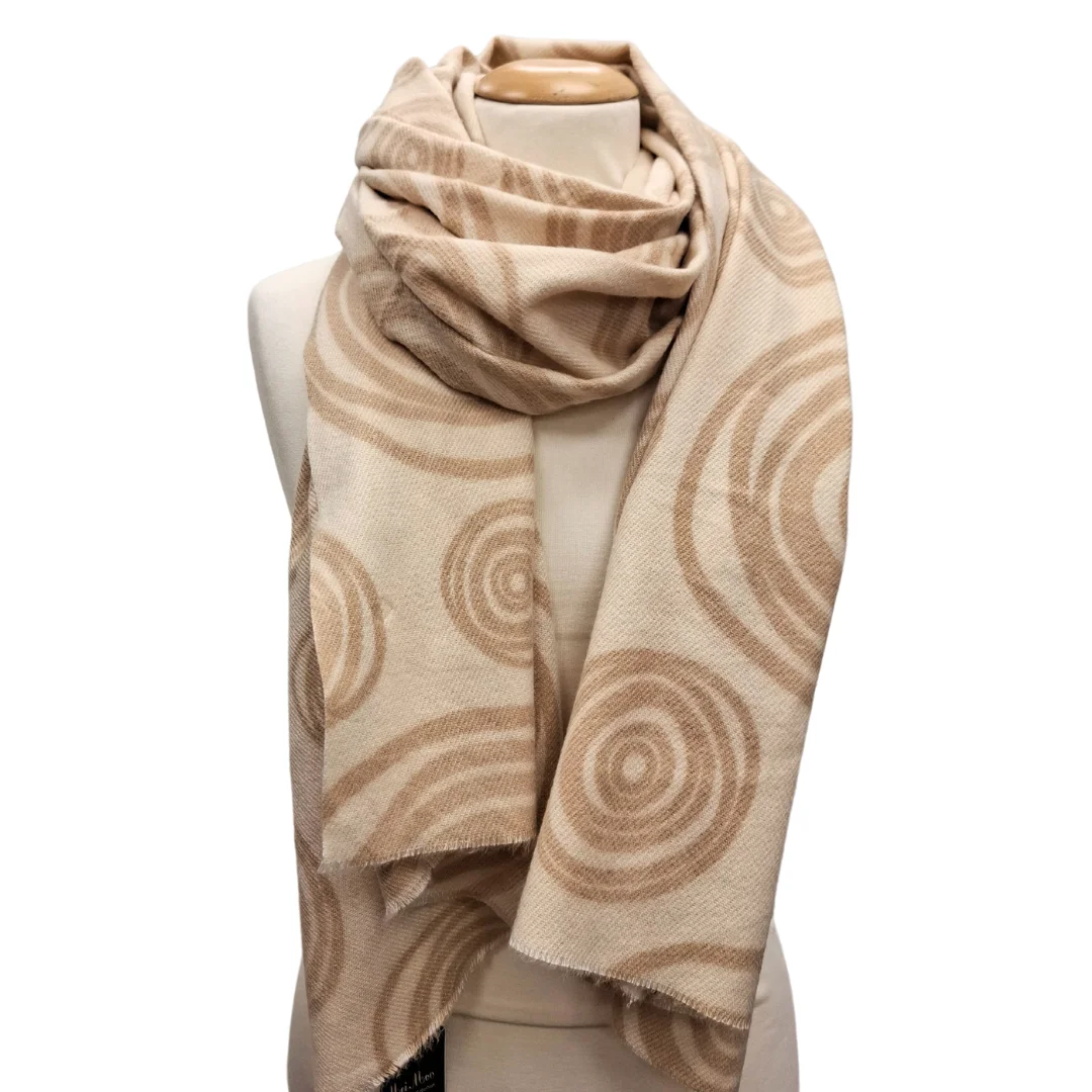 Viskossjal - Spiraler - Beige, Svart, Brun, Vit - 4