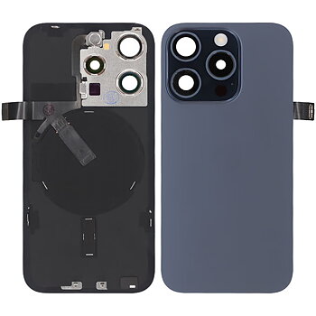 iPhone 15 Pro Baksida Glas med tejp Original - Titanblå