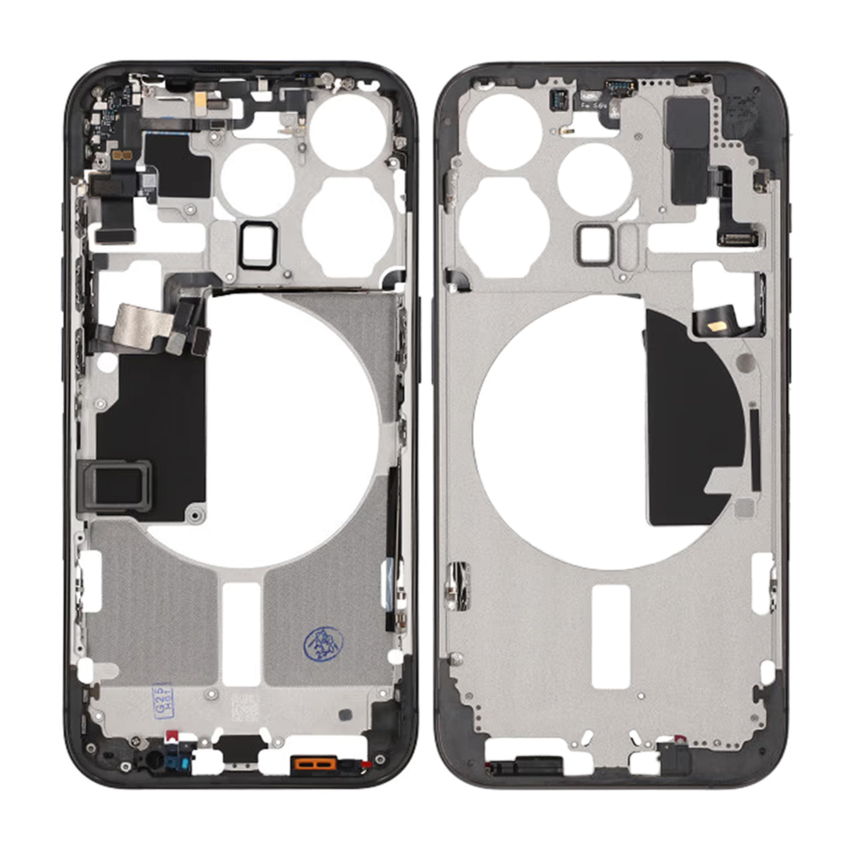 iPhone 15 Pro Mittenram med smådelar samt batteri tejp - Titansvart