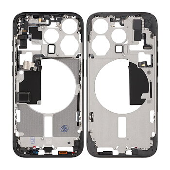 iPhone 15 Pro Mittenram med smådelar samt batteri tejp - Titansvart
