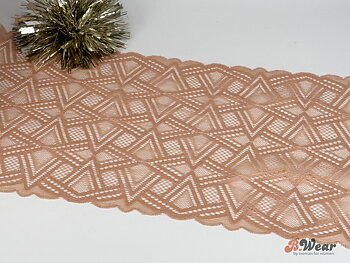 Beige stretch lace with abstract pattern - 20 cm