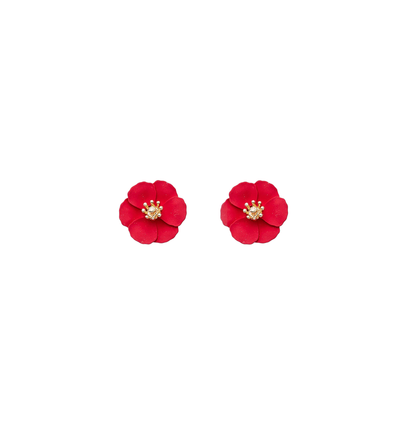 BOW19 Flower Small Earrings Red