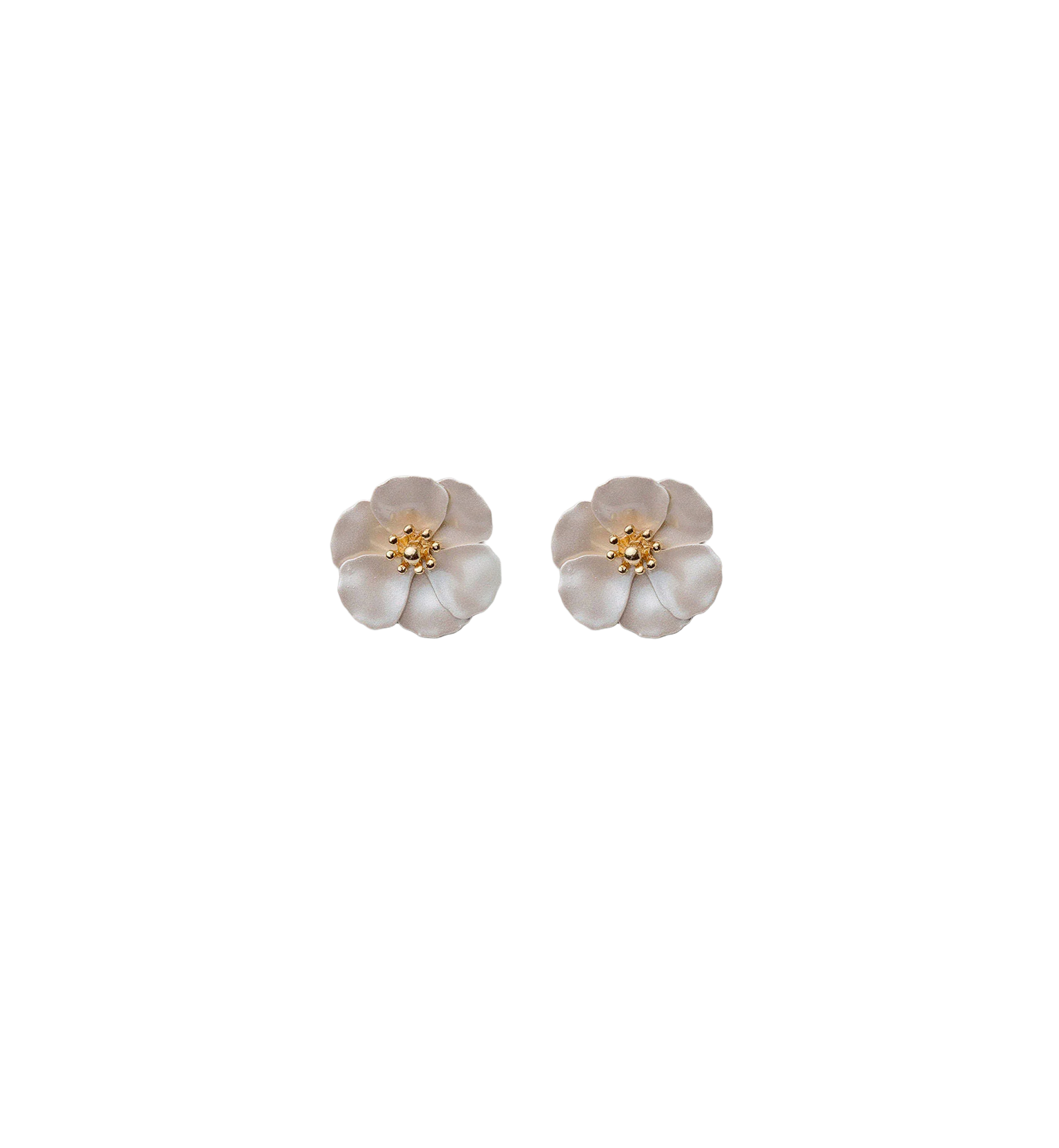 BOW19 Flower Small Earrings Pearl Beige