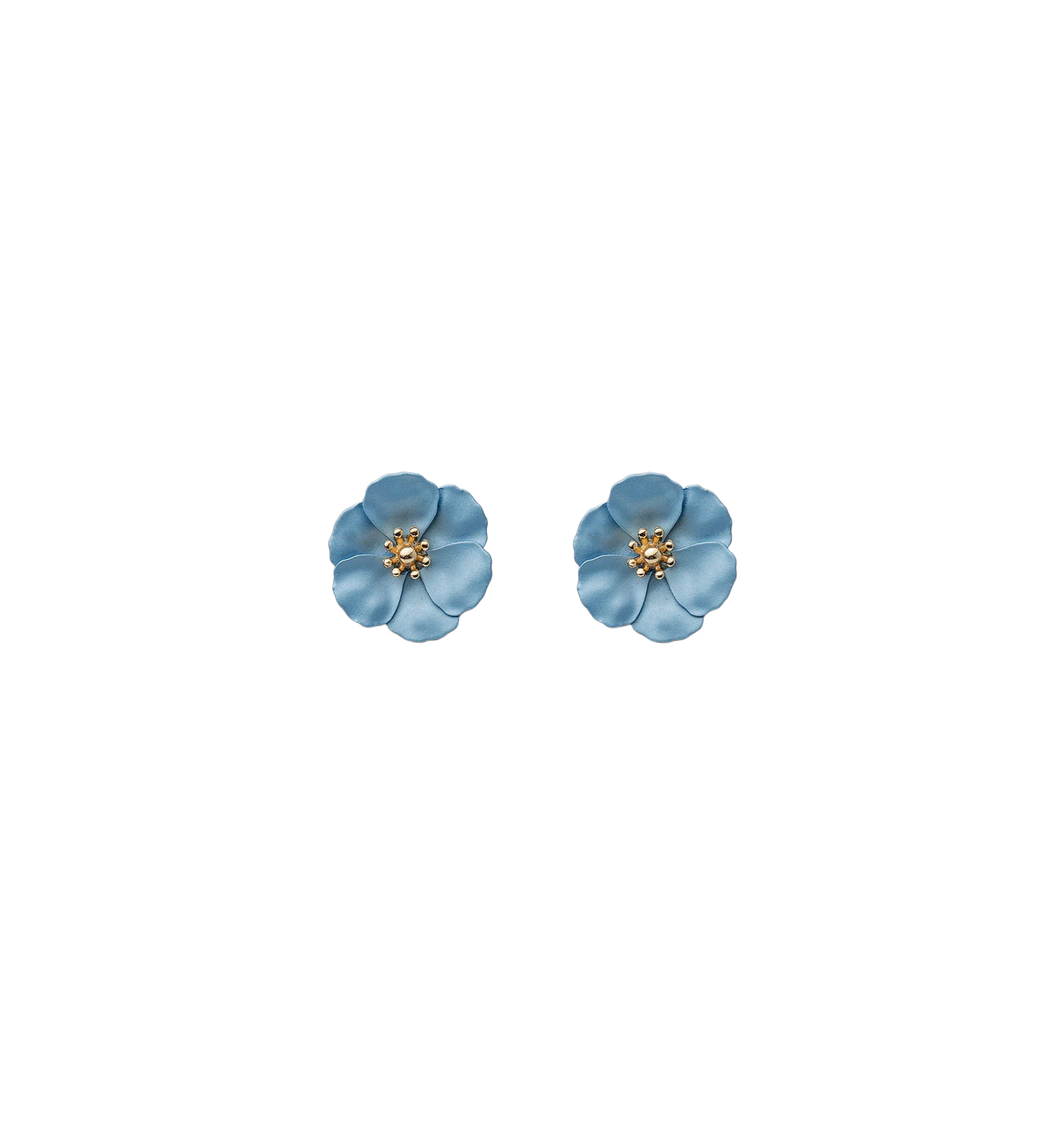 BOW19 Flower Small Earrings Pearl Blue