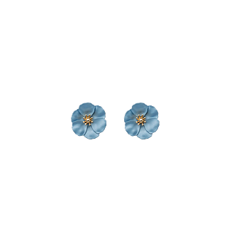 BOW19 Flower Small Earrings Pearl Blue