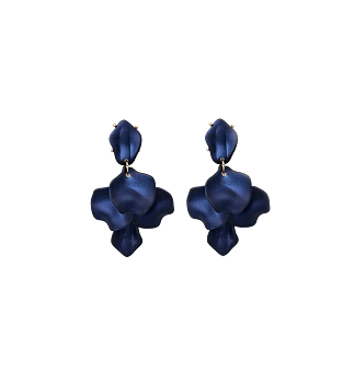 BOW19 Leaf Earrings Midnight Blue