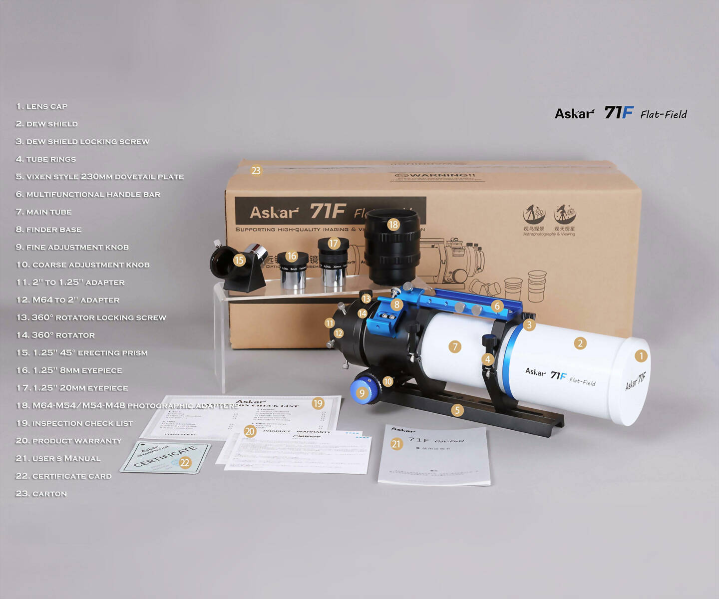 ASKAR 71F - QUADRUPLET FLATFIELD APOKROMAT - 8
